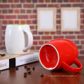 Red Hammered Barrel Mug Ceramic/Porcelain Coffee Cup-14oz.